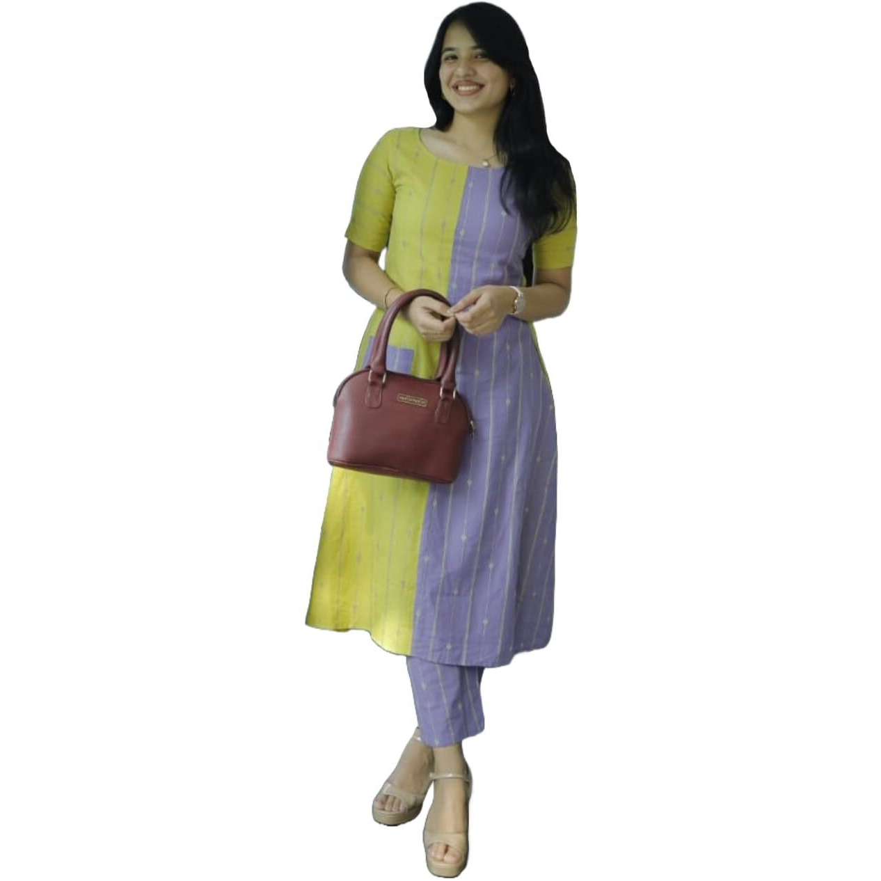 Gosriki Women's Rayon Blend Straight Printed Kurta With Pant (Manohar Multi-Gs_L_Multi_Large) Multicolour