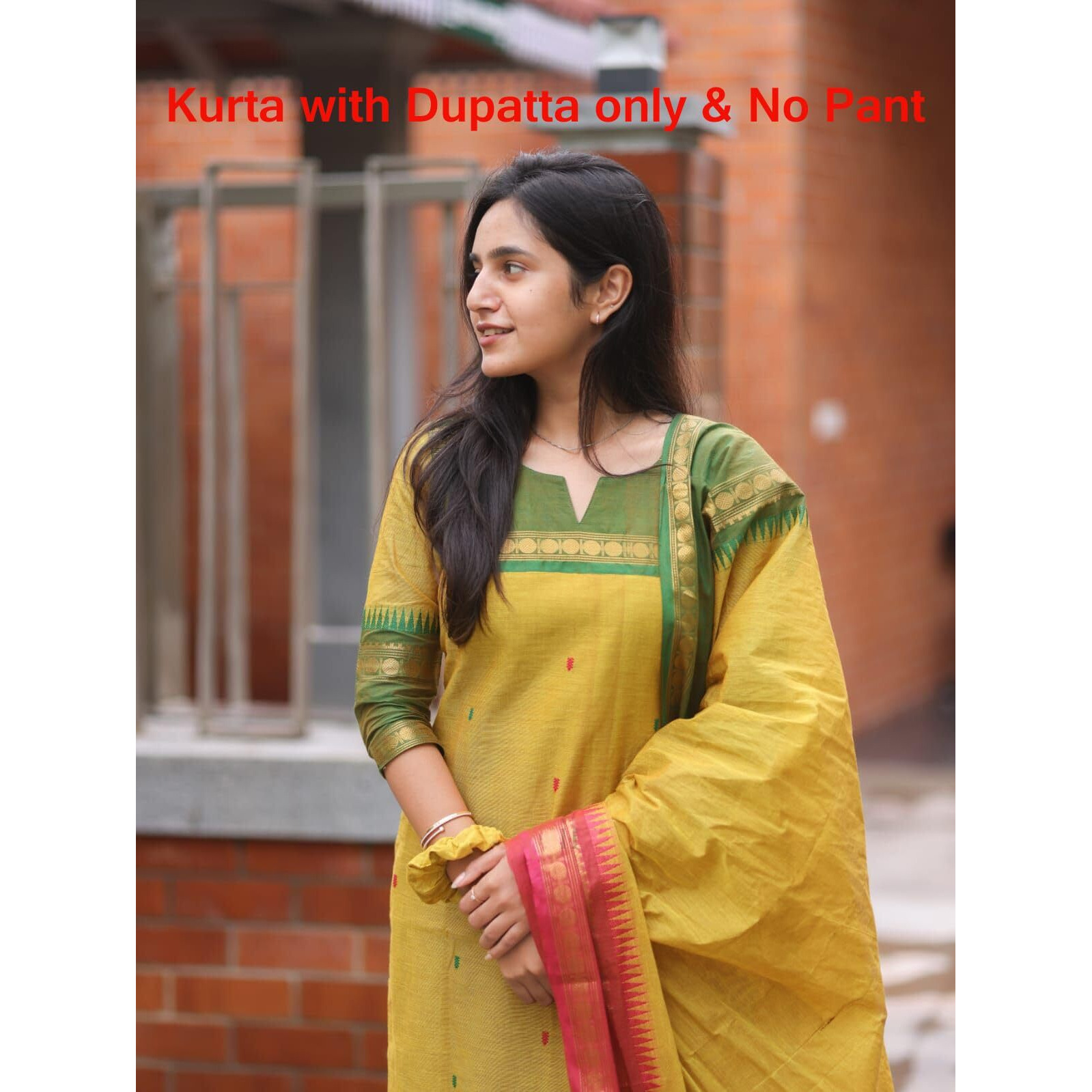 Gosriki Women's Rayon Viscose Straight Printed Kurta With Dupatta (Kozikod Yellow-Gs_L_Yellow_Large)