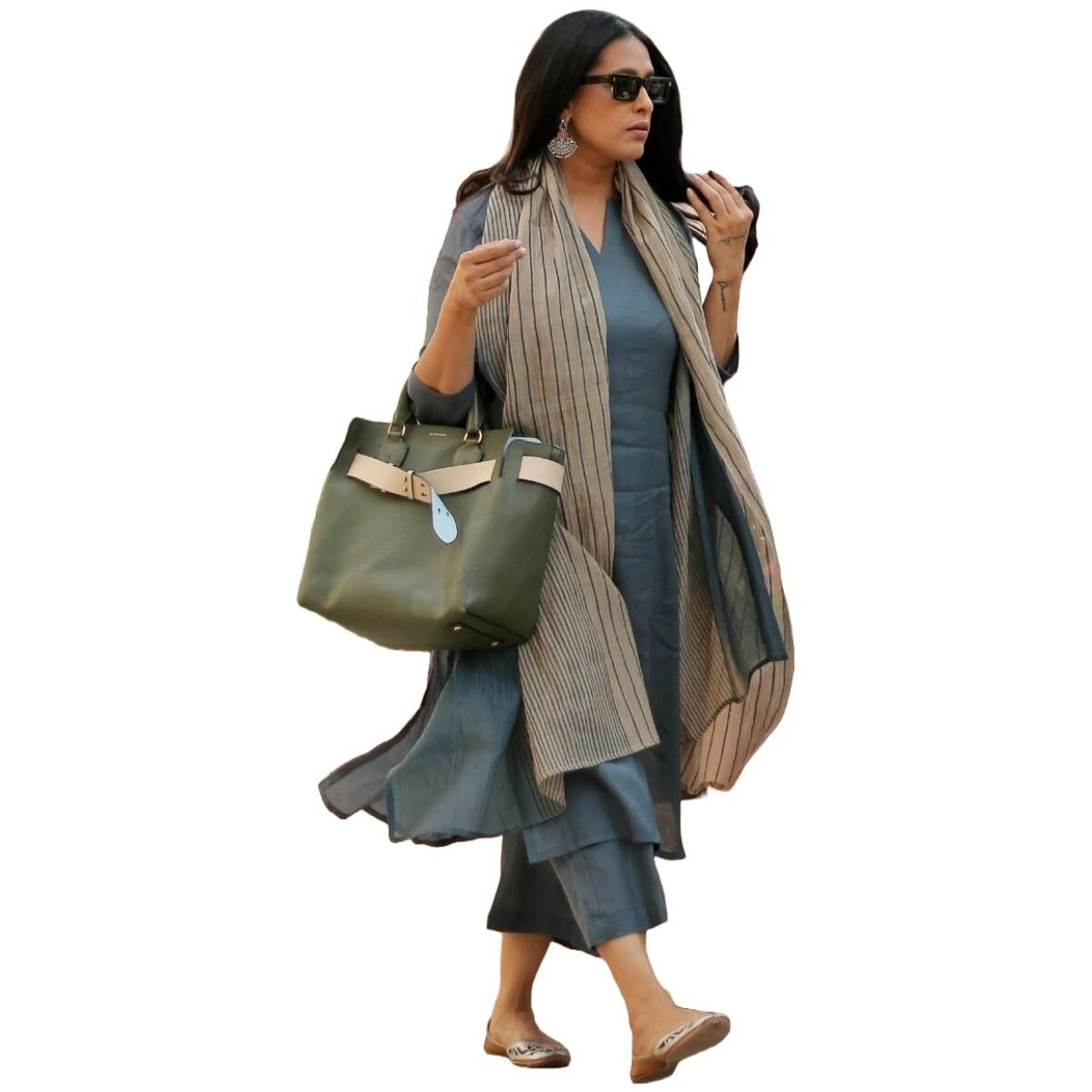 Gosriki Women's Rayon Blend Straight Solid Kurta With Pant & Dupatta (Raja Saab Blue-Gs_L_Blue_Large)