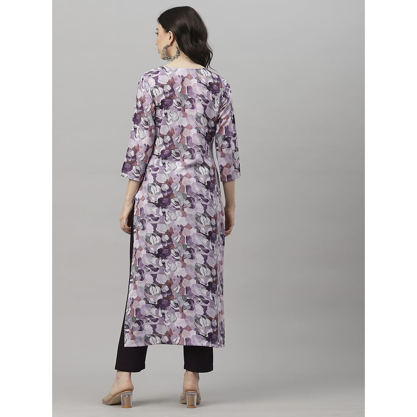 Gosriki Women's Cotton Blend Straight Printed Kurta With Pant (Southz Purple-Gs_S_Wine_Small)
