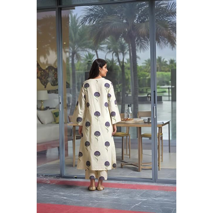 Gosriki Women's Rayon Viscose Printed Straight Kurta With Pant (Janya Begani-Vks01-Gs_Xxl_Begani_Xx-Large)