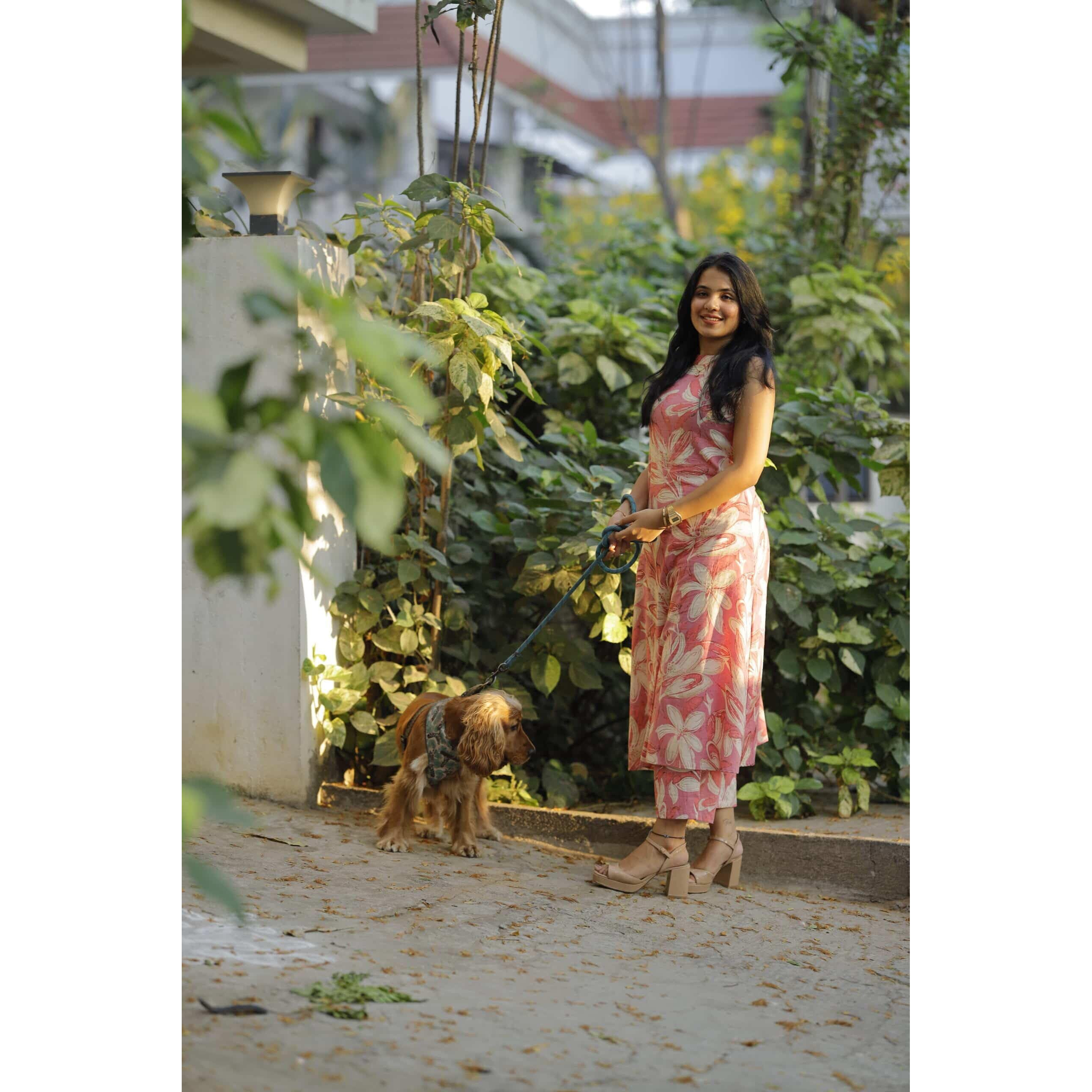 Gosriki Women's Rayon Blend Straight Printed Kurta With Pant (Vcm Pink-Vks01-Gs_L_Pink_Large)