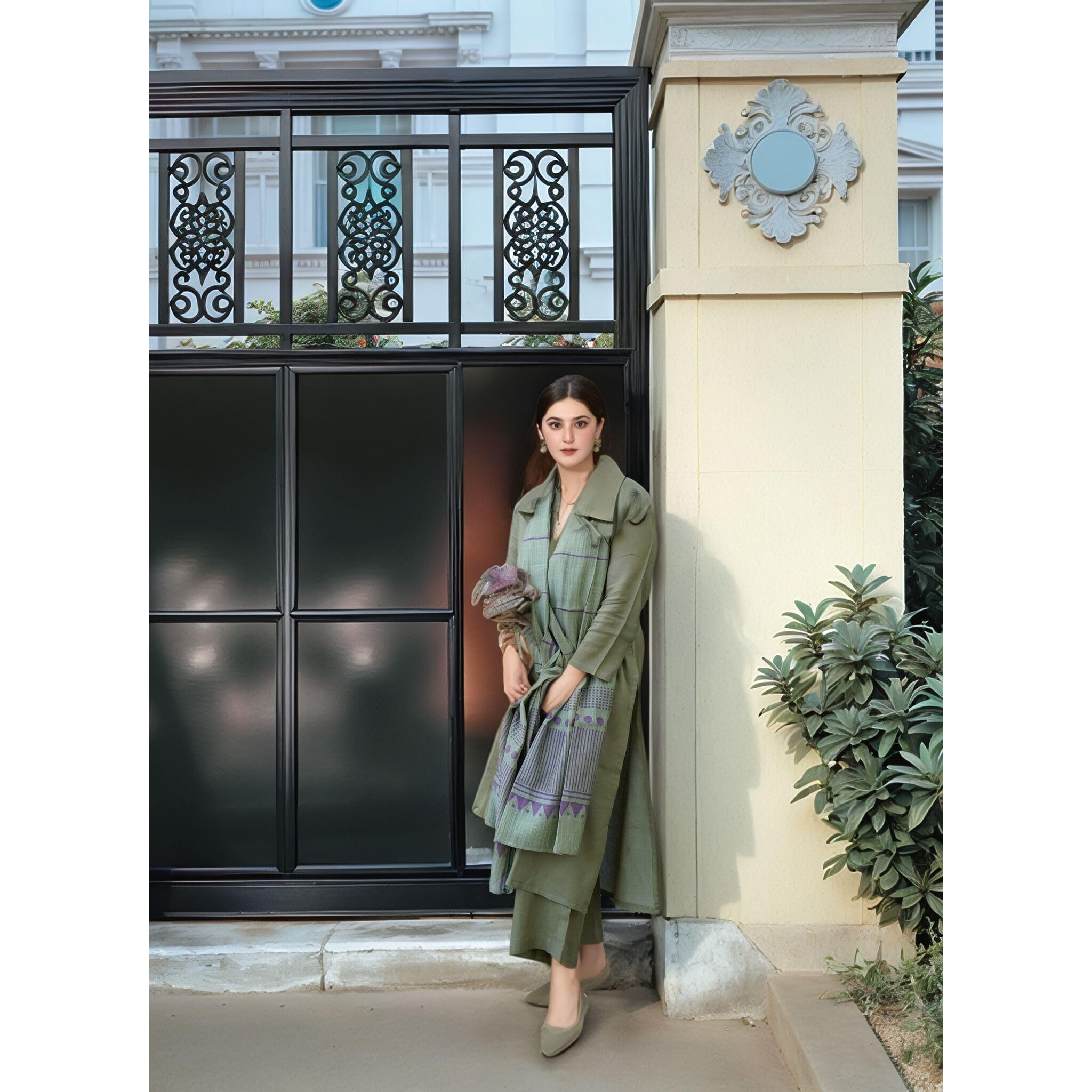 Gosriki Women's Rayon Blend Solid Straight Kurta With Pant & Dupatta (Raja Saab Green-Vks12-Gs_Xxl_Green_Xx-Large)