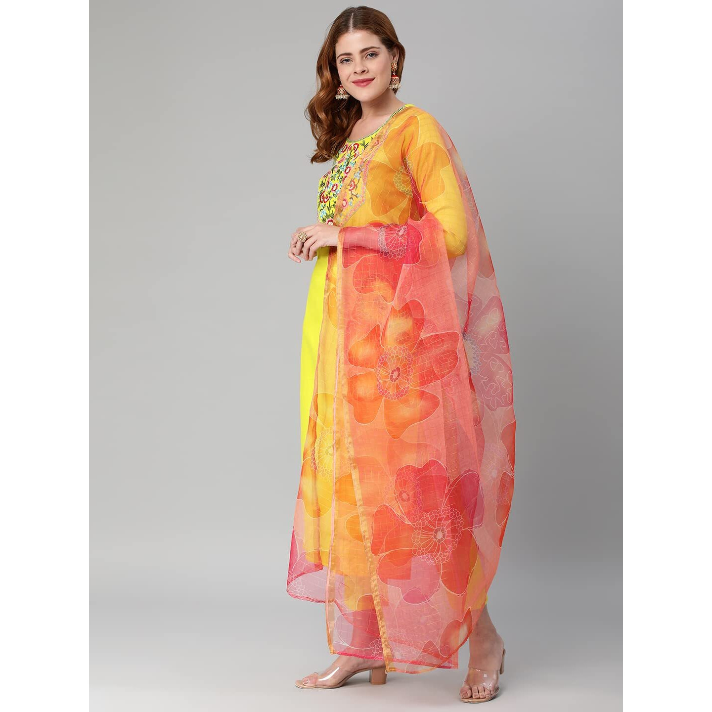 Gosriki Women's Cotton Blend Solid Straight Kurta With Pant & With Dupatta (Chora Wp_Light Mehandi_L-Gs_Light Mehandi_Large)