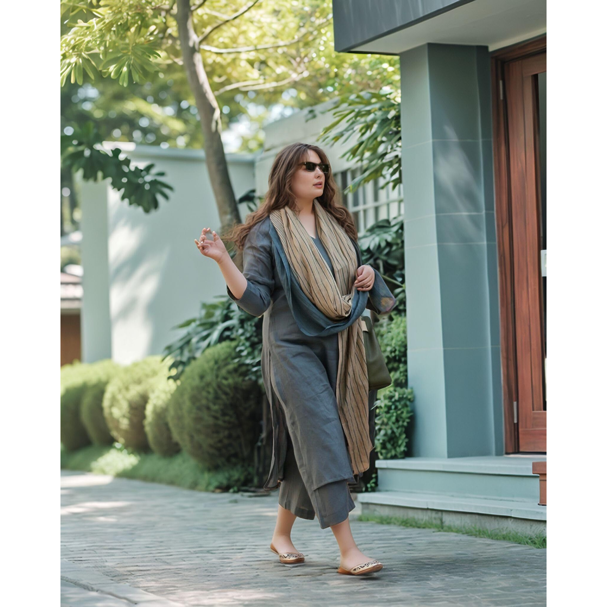 Gosriki Women's Rayon Blend Solid Straight Kurta With Pant & Dupatta (Raja Saab Grey-Vks11-Gs_Xxl_Grey_Xx-Large)