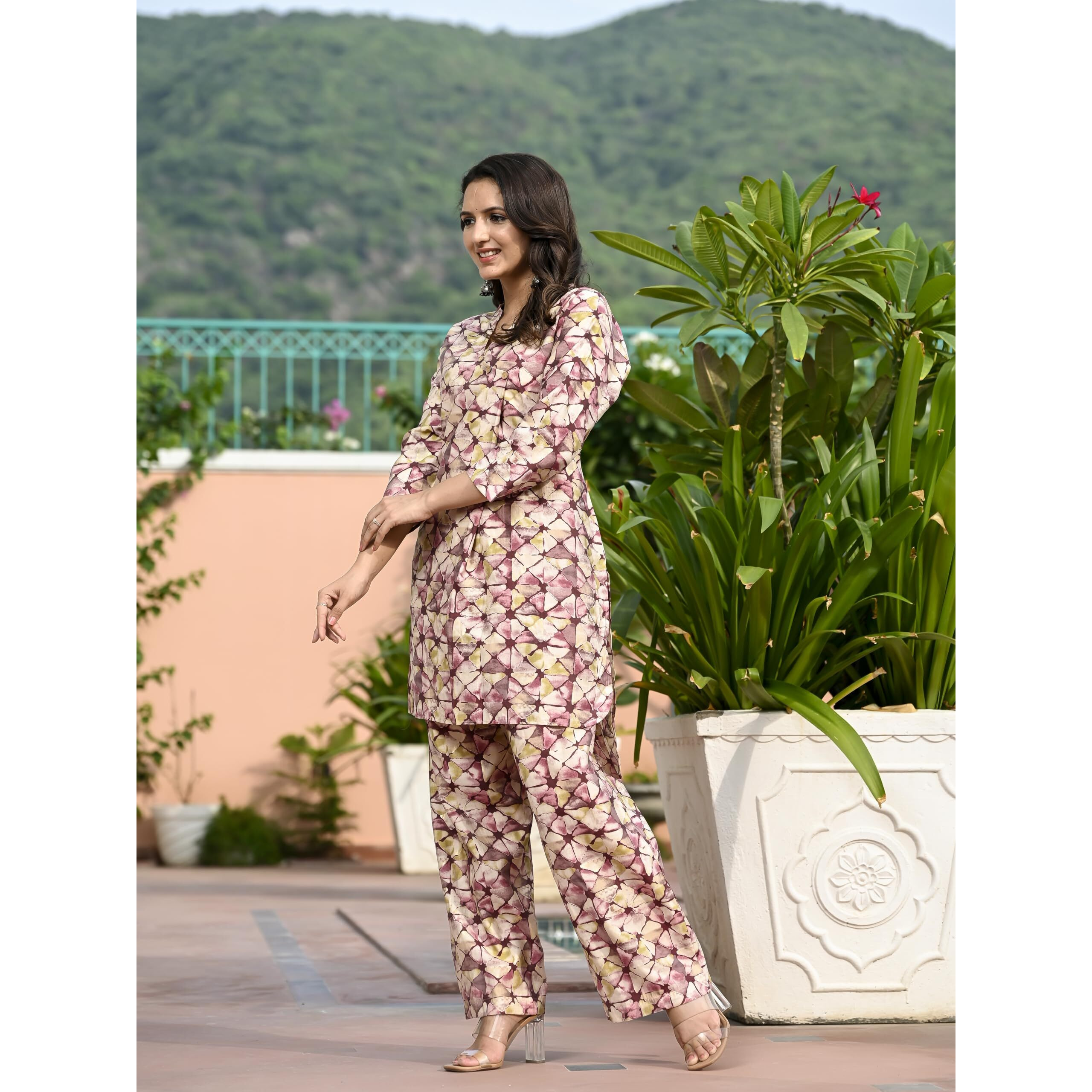 Gosriki Women's Rayon Blend Printed Ethnic Co-Ord Set (Ays Purple-Vks02-Gs_M_Purple_Medium)