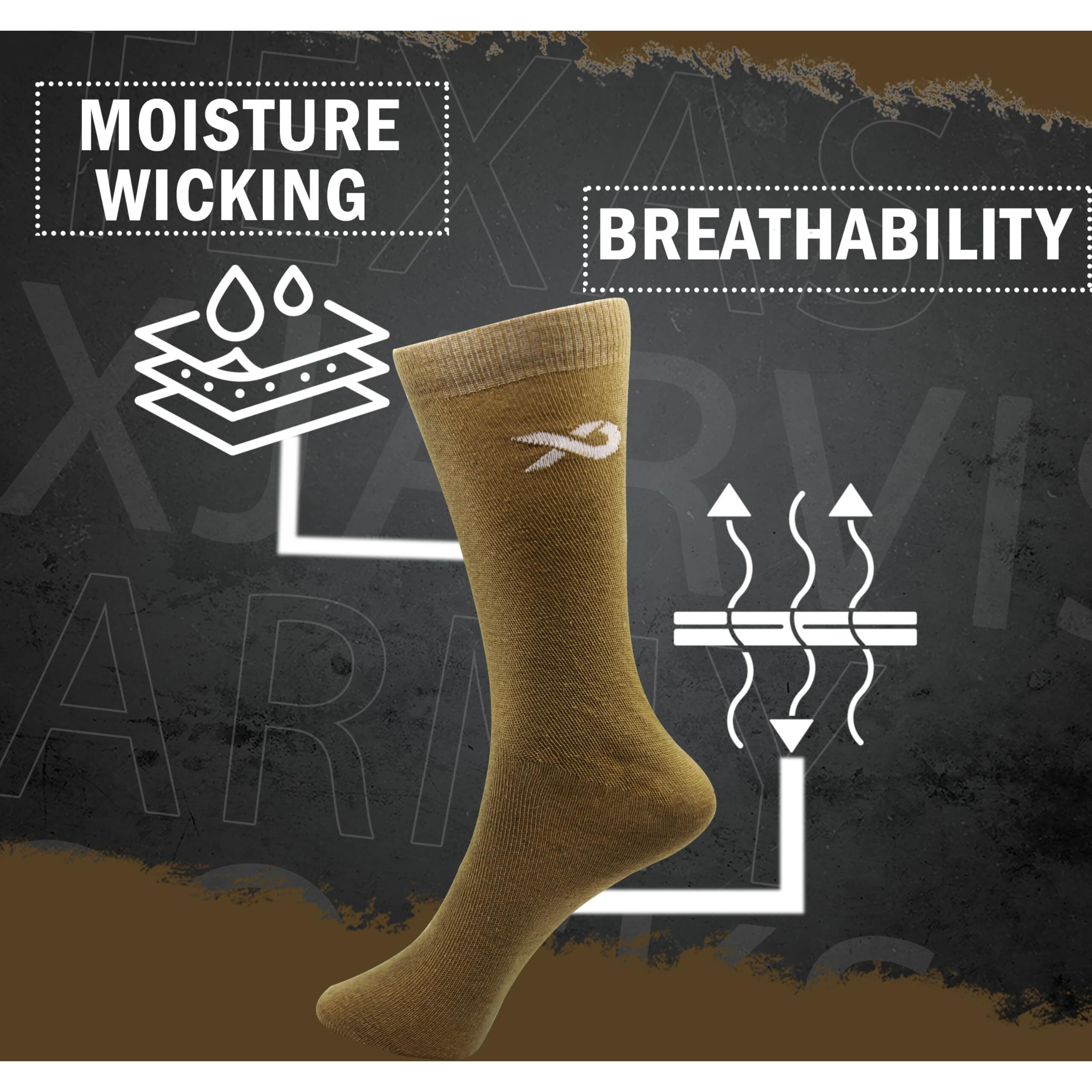 Xjarvis Texas Army Mens Long Cotton Socks  Calf-Length, Formal, Office  Breathable, Anti-Odour, Soft Grip, Sweat-Resistant, Stretchable Comfort  Pack Of 6