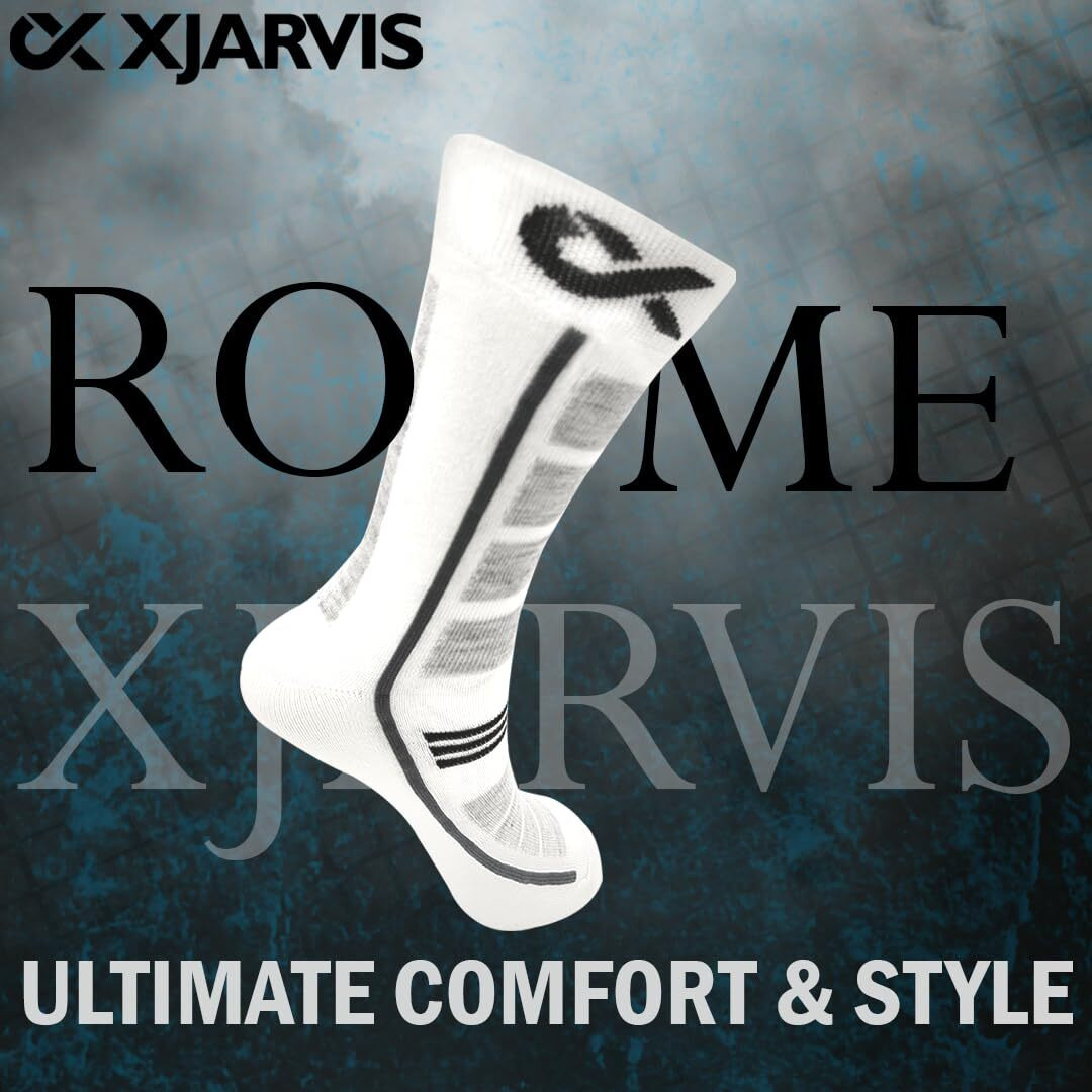 Xjarvis Rome Men's Solid Calf Crew Combed Full Length Cotton Formal Socks, Odour Free & Breathable, Running, Cycling & Gym, Ideal For Home, Office Wear, Free Size (White)
