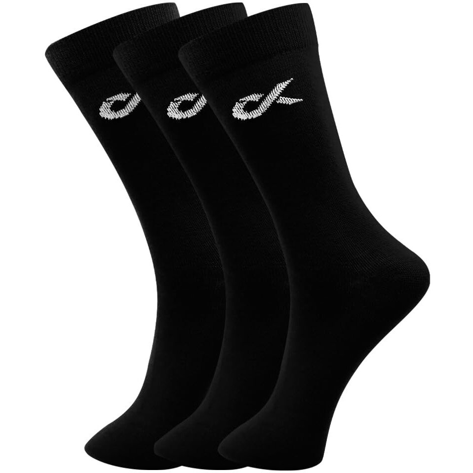Xjarvis Texas Mens Formal Crew Socks For Office, Business, School, Uniform & Work Use | Cotton Rich, Odour-Free, Breathable Calf-Length Socks For Men |Pack Of 3 (Black)