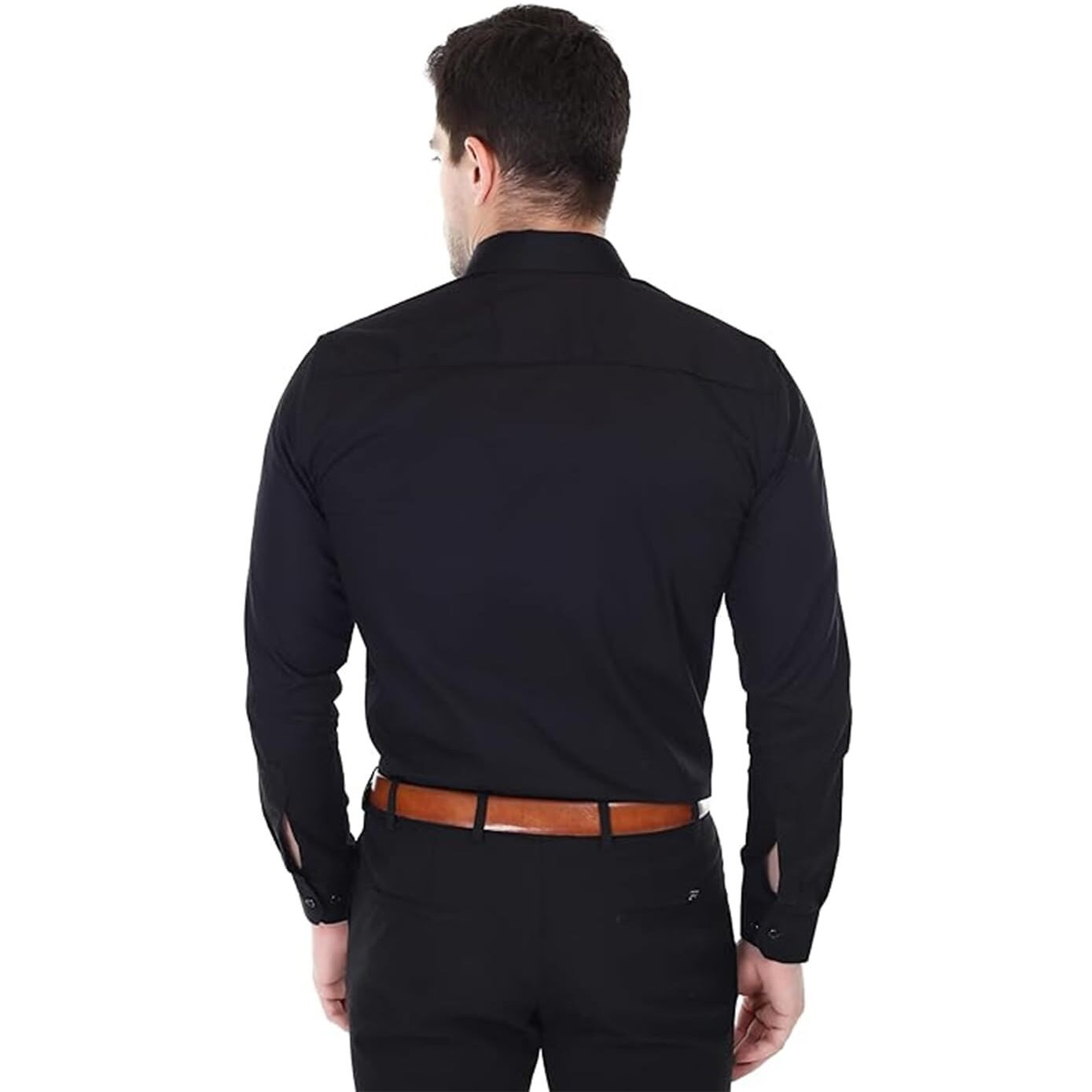 Xjarvis Ozark Cotton Solid Slim Fit Casual Shirt For Men With Pocket & Long Sleeve Button Down Shirt Collared Casual Formal Shirt With 100% Cotton Size 2Xl, Pack Of 1 (Black)