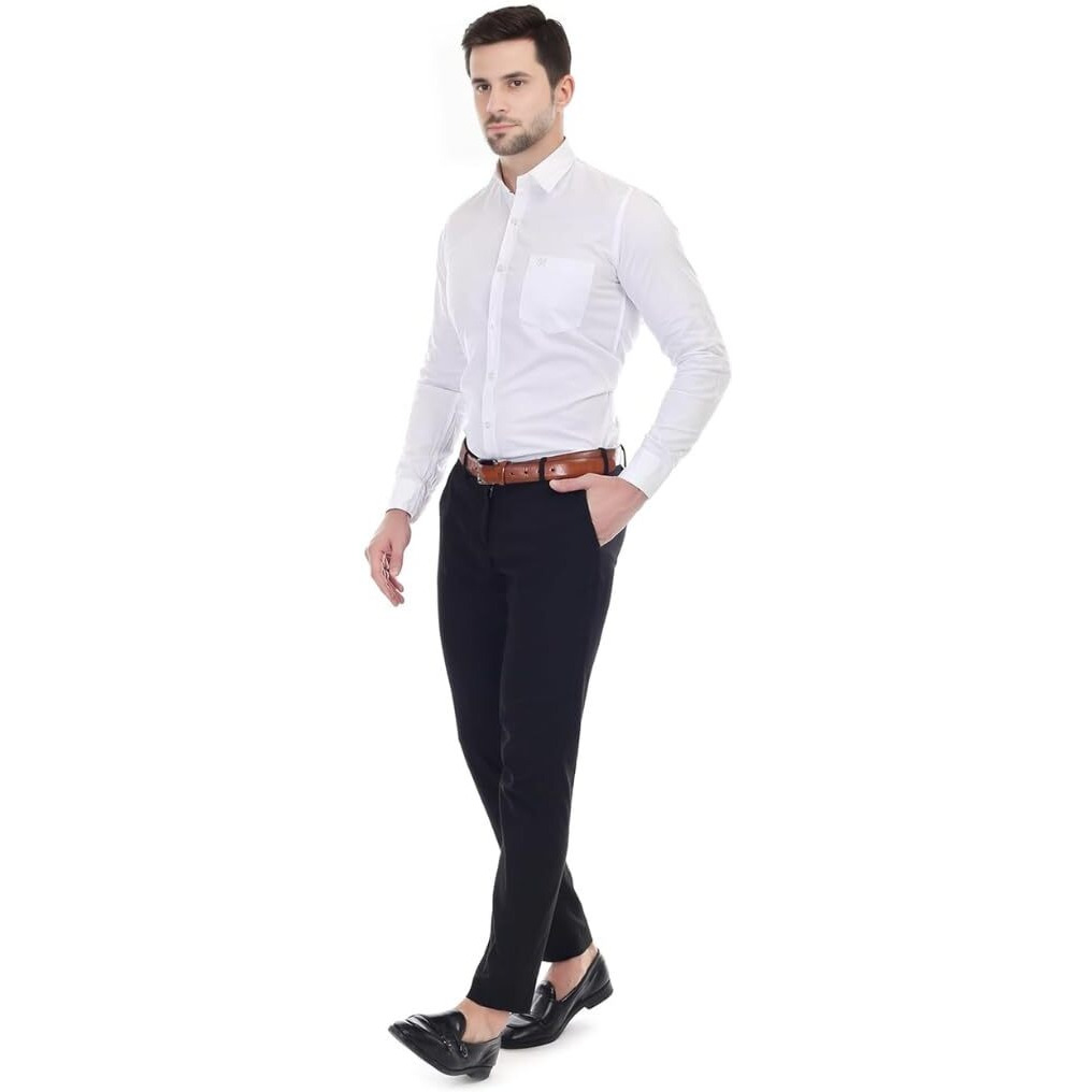 Xjarvis Ozark Cotton Solid Slim Fit Casual Shirt For Men With Pocket & Long Sleeve Button Down Shirt Collared Casual Formal Shirt With 100% Cotton Size M, Pack Of 1 (White)