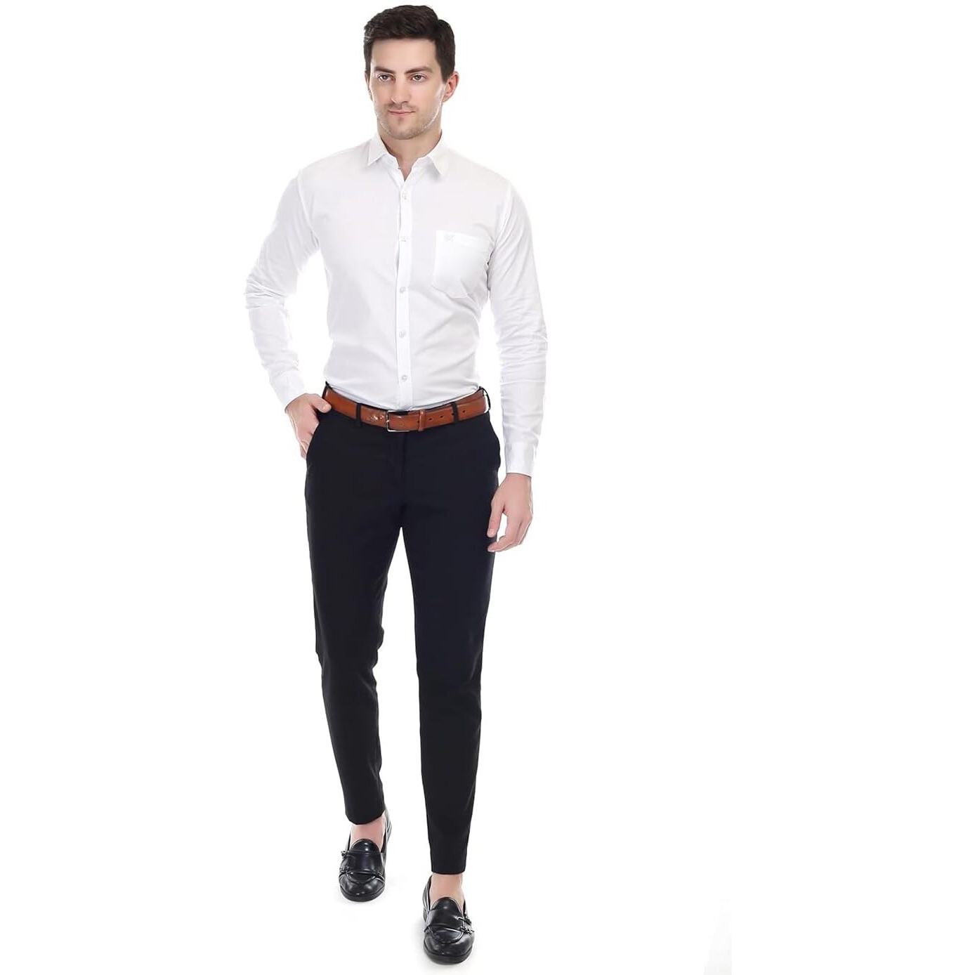 Xjarvis Ozark Cotton Solid Slim Fit Casual Shirt For Men With Pocket & Long Sleeve Button Down Shirt Collared Casual Formal Shirt With 100% Cotton Size M, Pack Of 1 (White)