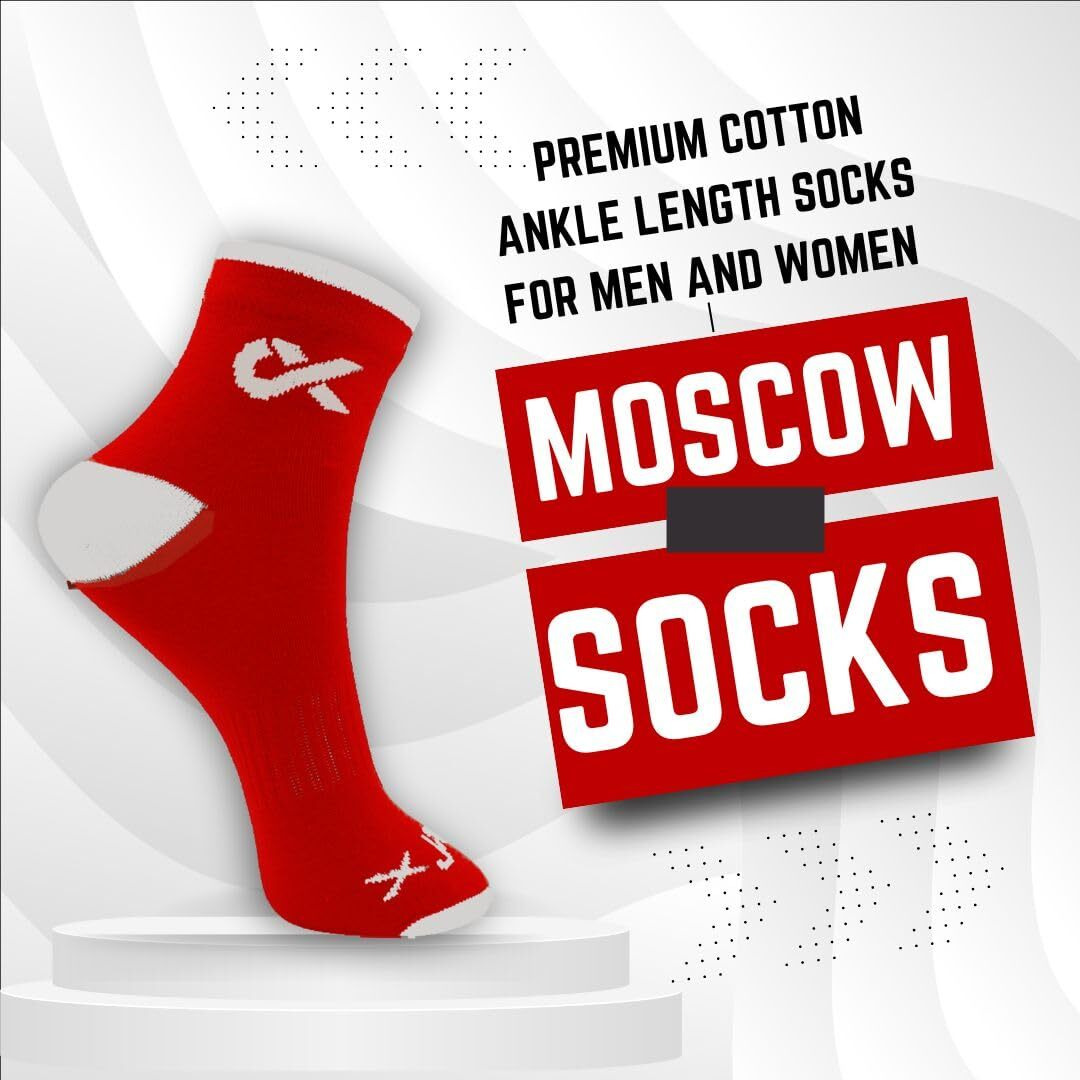 Xjarvis Moscow Ankle Socks For Men And Women  Moisture-Wicking, Ultimate Comfort, Odor Free, Breathable & Perfect For Gym Wear And Sports Wear Pack Of 6 Free Size  (Red/Green/Yellow)