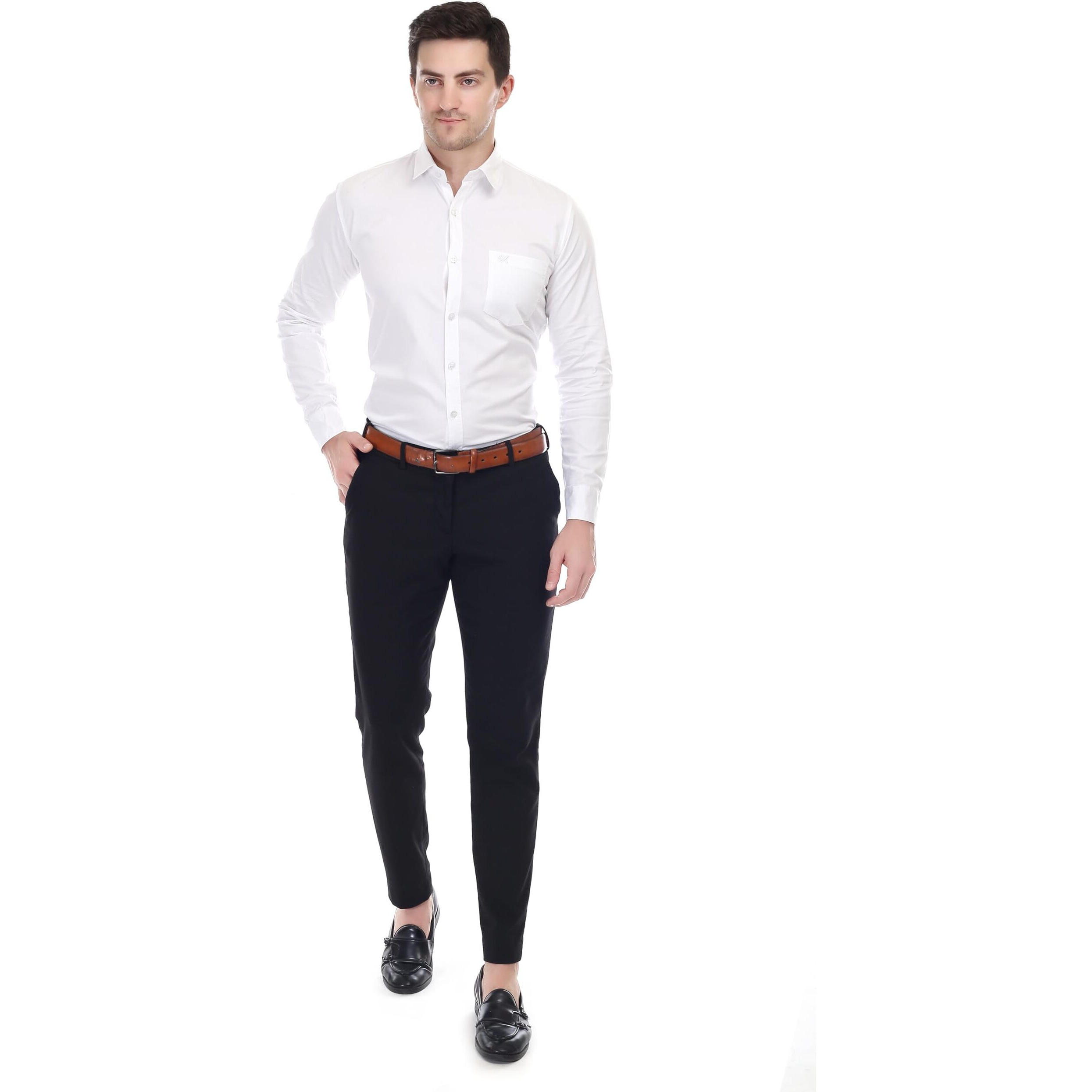 Xjarvis Clifton Men's Regular Fit Cotton Blend Plain Shirt  Full Sleeves Casual & Formal Summer Shirt With Pocket Design & Spread Collar, Pack Of 1 (White, S)