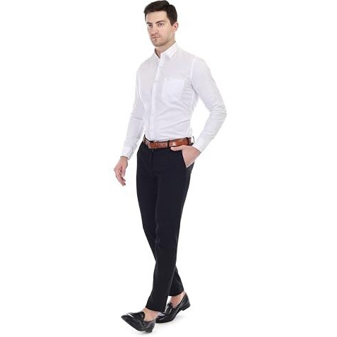 Xjarvis Clifton Men's Regular Fit Cotton Blend Plain Shirt  Full Sleeves Casual & Formal Summer Shirt With Pocket Design & Spread Collar, Pack Of 2 (Black/White, S)