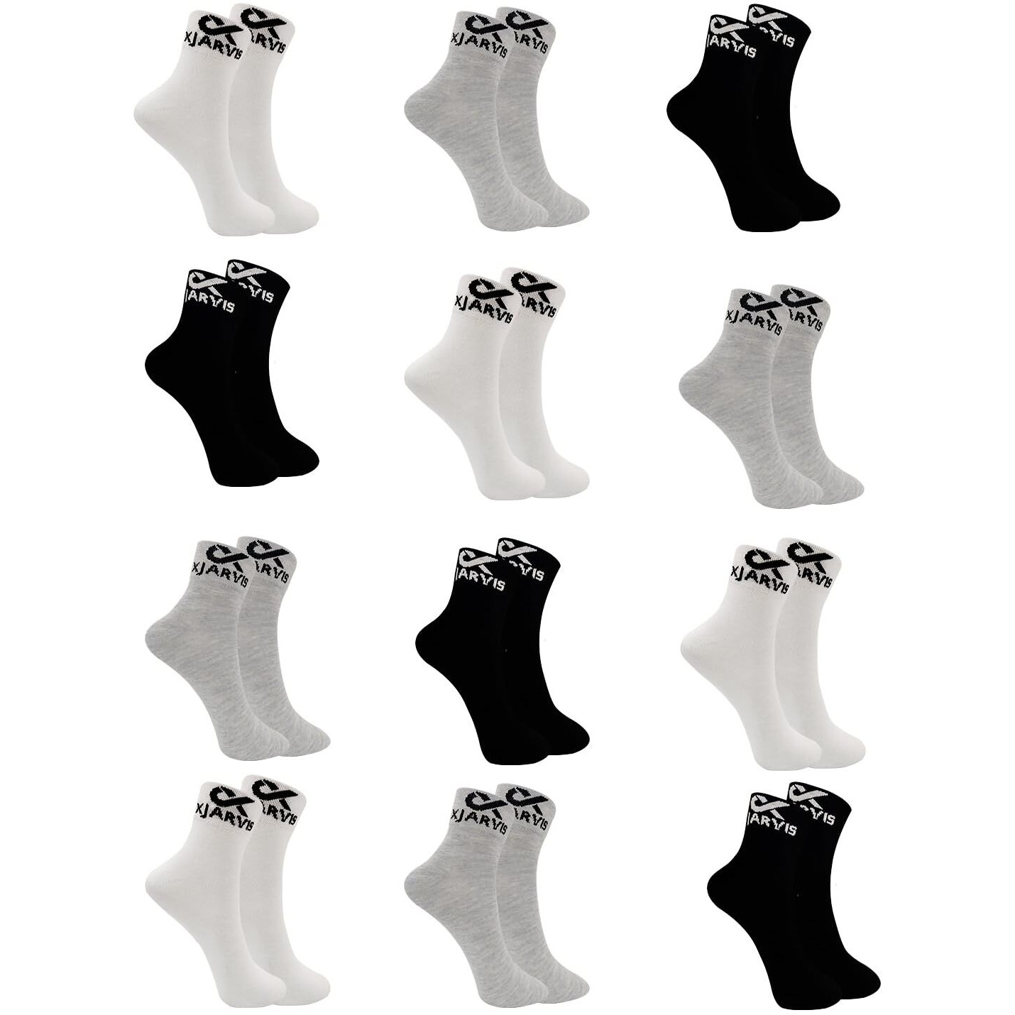 Xjarvis Berlin Athletic Ankle Socks For Men & Women | Breathable Cotton Grip Sports Socks For Gym, Running, Fitness & Summer Wear| Odor-Free, Anti-Slip Socks For Casual & Formal Use  Pack Of 12
