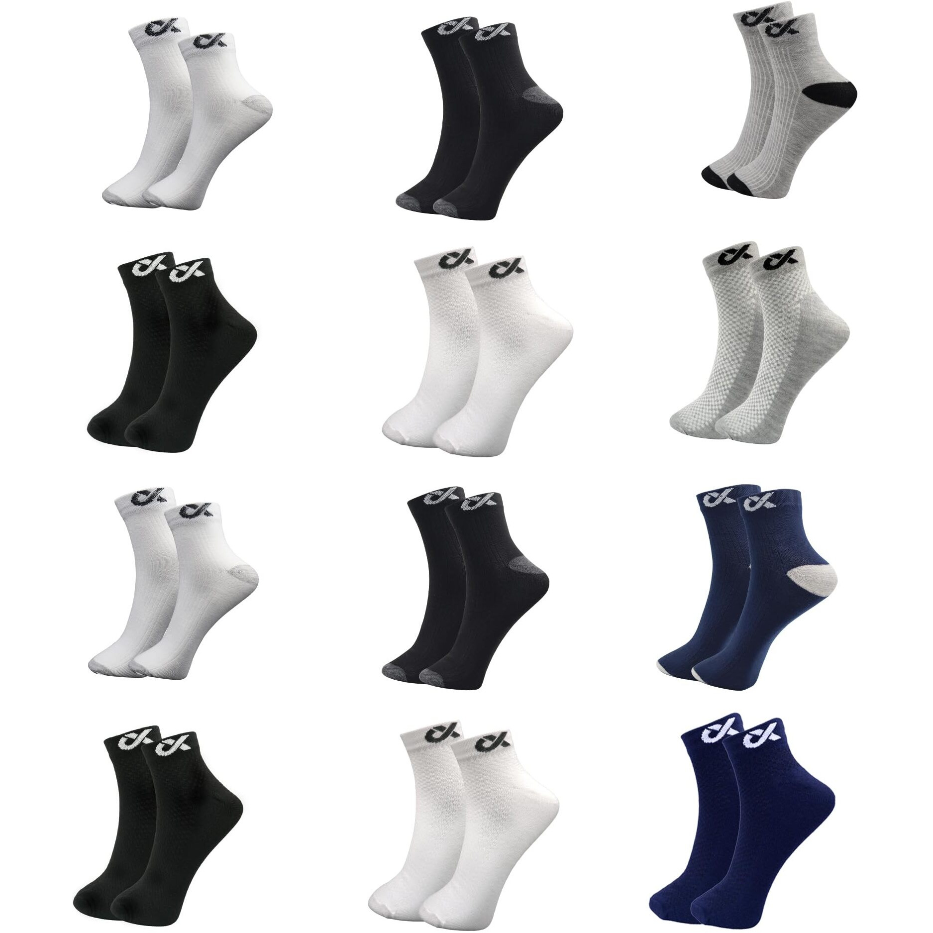 Xjarvis Cuba/Lyon 12 Pairs Sports Ankle Cotton Socks Men & Women For Unisex Multicolor Socks Ideal For Gym, Running & Casual Wear, Pack Of 12, Free Size