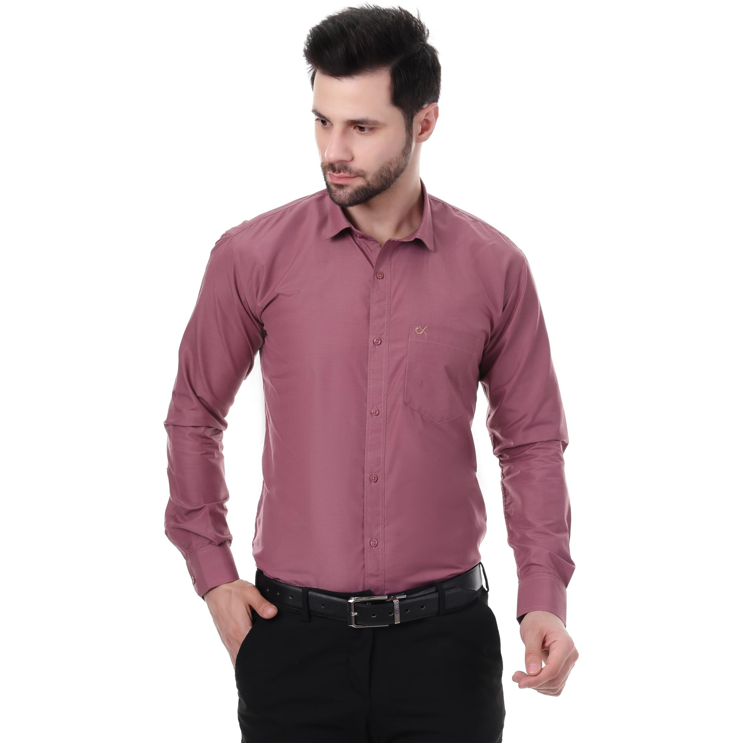 Xjarvis Clifton Men's Regular Fit Cotton Blend Plain Shirt  Full Sleeves Casual & Formal Summer Shirt With Pocket Design & Spread Collar, Pack Of 1 (Peach Pink, S)