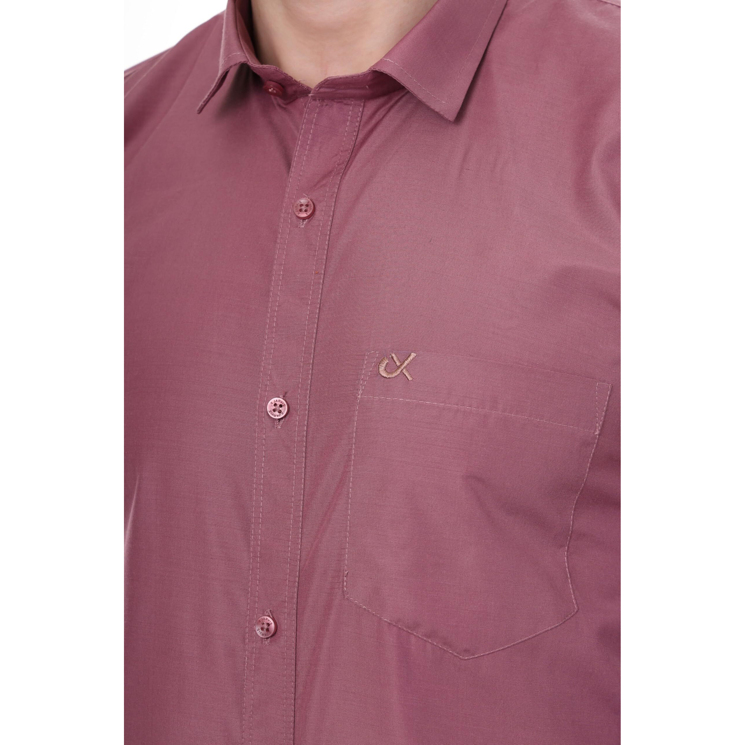 Xjarvis Clifton Men's Regular Fit Cotton Blend Plain Shirt  Full Sleeves Casual & Formal Summer Shirt With Pocket Design & Spread Collar, Pack Of 1 (Peach Pink, S)