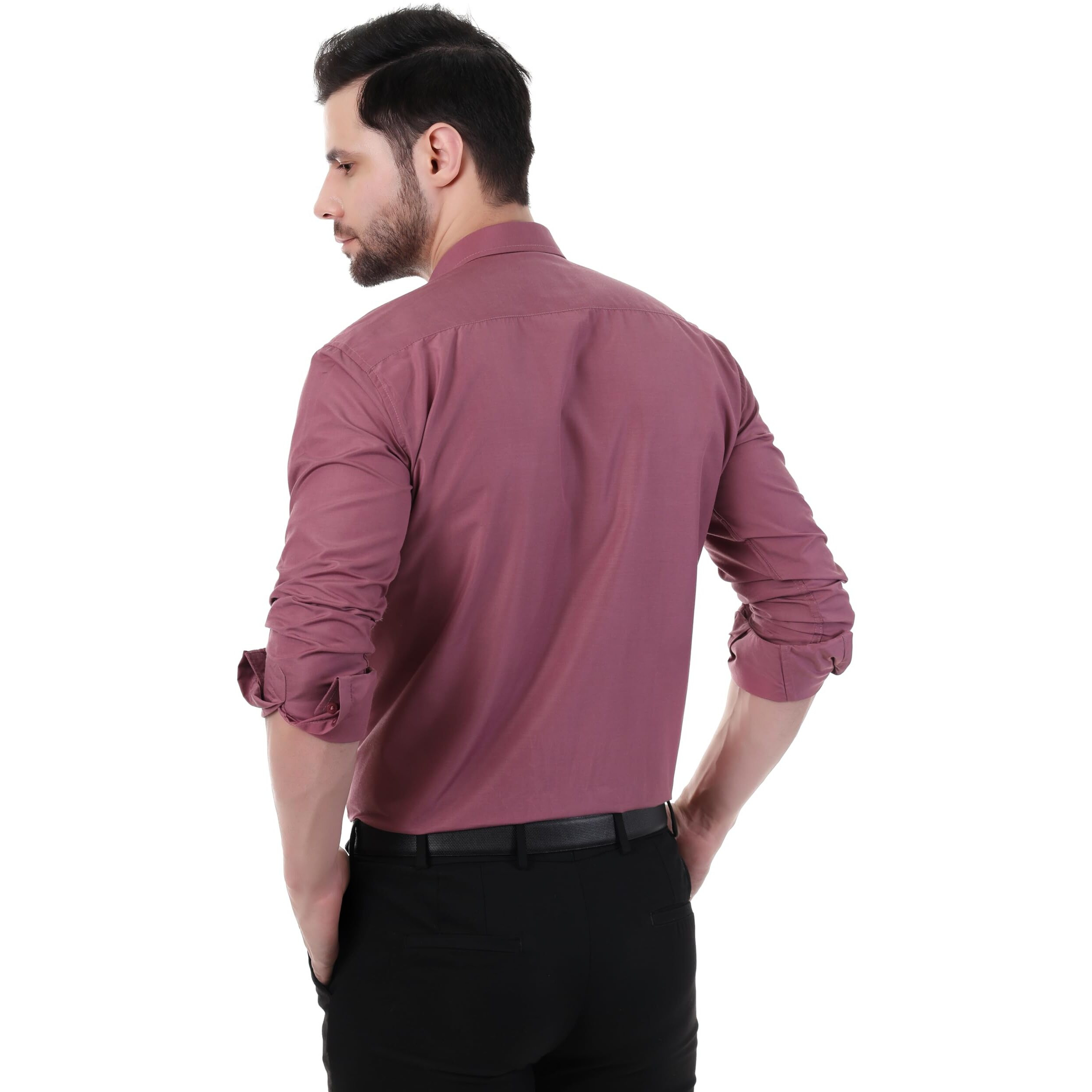 Xjarvis Clifton Men's Regular Fit Cotton Blend Plain Shirt  Full Sleeves Casual & Formal Summer Shirt With Pocket Design & Spread Collar, Pack Of 1 (Peach Pink, L)