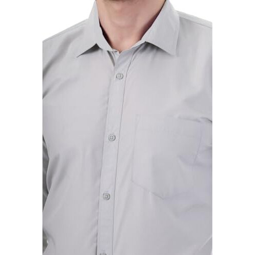 Xjarvis Austin Men's Cotton Blend Shirt |Slim Fit Formal Shirt With Pocket |Plain | Long Sleeve Spread Collar | Casual Wear Regular Fit Shirt, Pack Of 1 (Slate Grey, L)