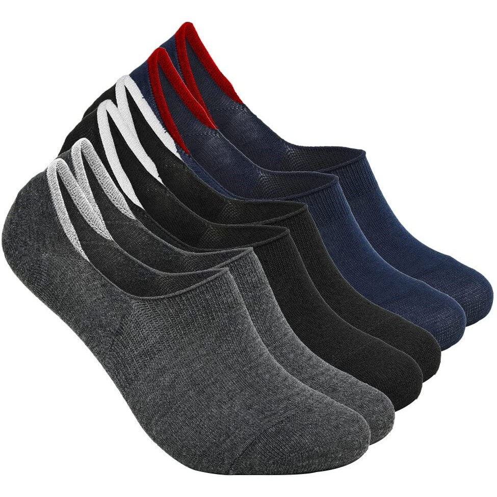 Xjarvis Anti-Slip No Show Low Cut Loafer Socks For Men & Women With Combed Cotton For Sports, Running & Hiking Pack Of 3 Multicolour (Free Size)
