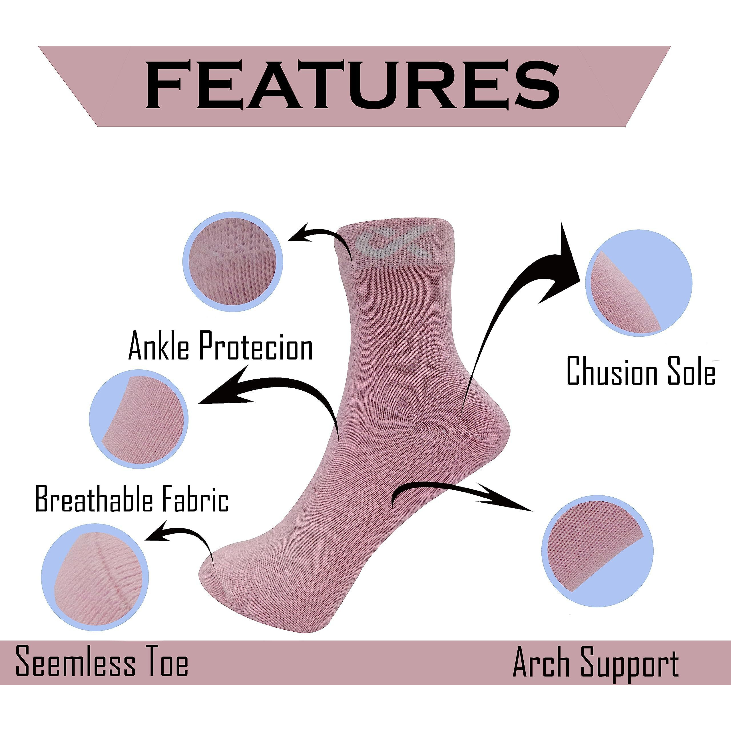 Xjarvis Malibu Ankle Socks For Women & Girls Soft, Breathable, Comfortable, And Durable Perfect For Sports, Running, Cotton Socks For Daily Casual Wear Pack Of 3 (Pink, Purple,Yellow