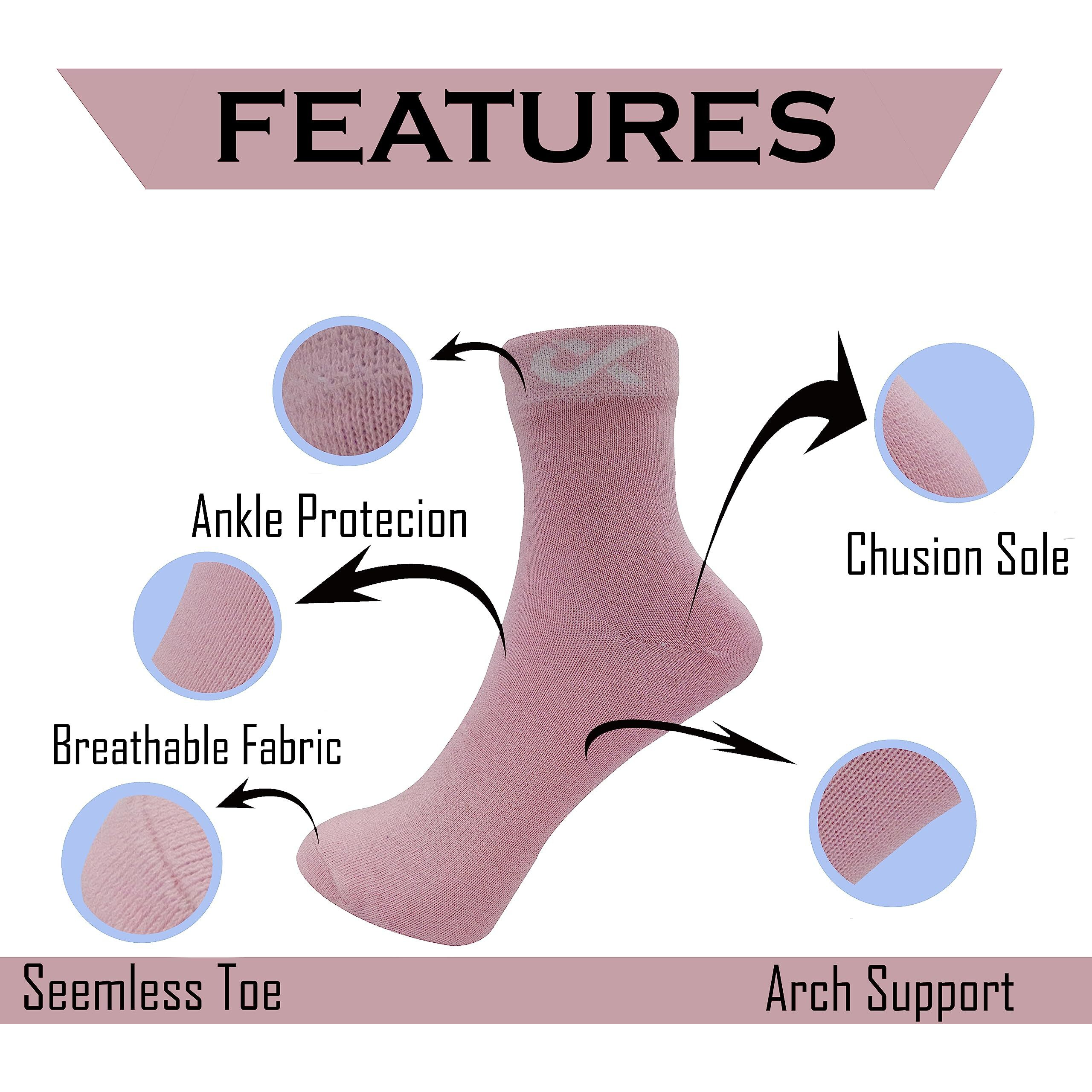Xjarvis Malibu Ankle Socks For Women & Girls Soft, Breathable, Comfortable, And Durable Perfect For Sports, Running, Cotton Socks For Daily Casual Wear Pack Of 12 (Pink, Purple,Yellow
