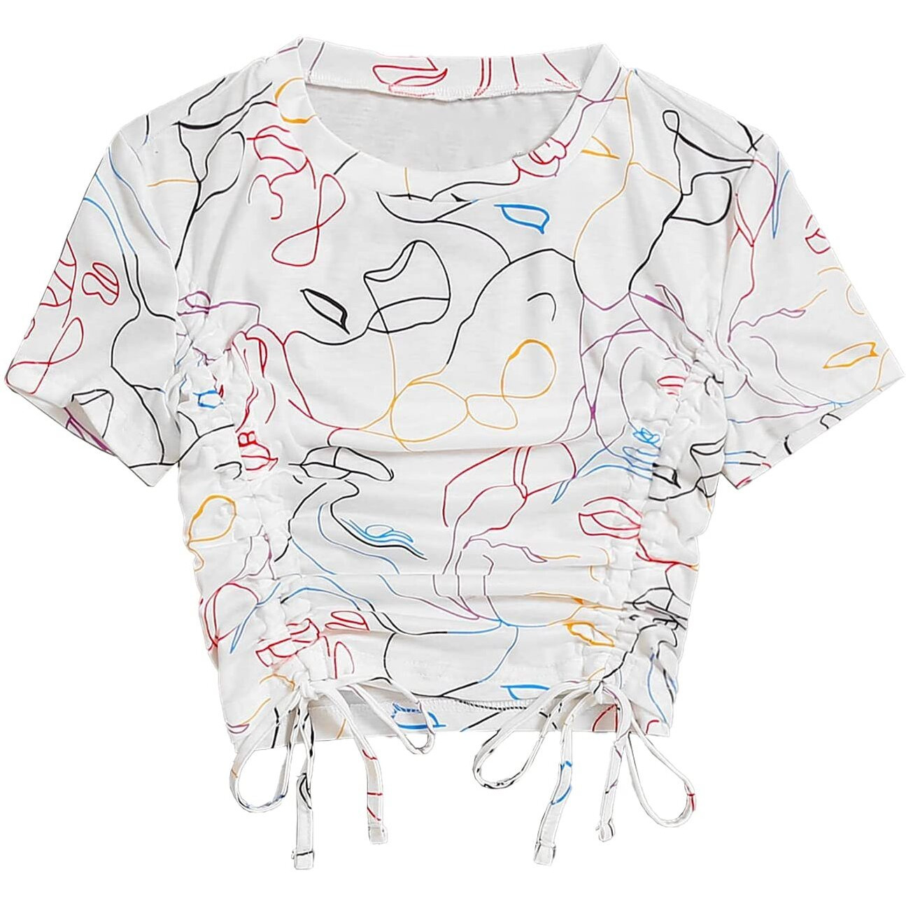 Toplot Printed Crop Top For Women With Short Sleeve (Crop-Top-5100-M)