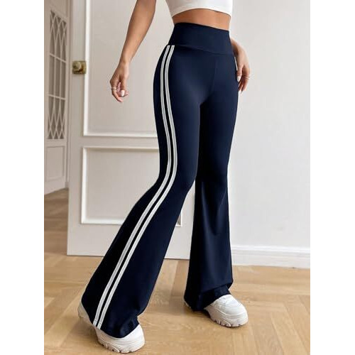 Toplot Women's Flare Leg Bell Bottom Pants Trouser (Pant-5159-Navy-36) Blue