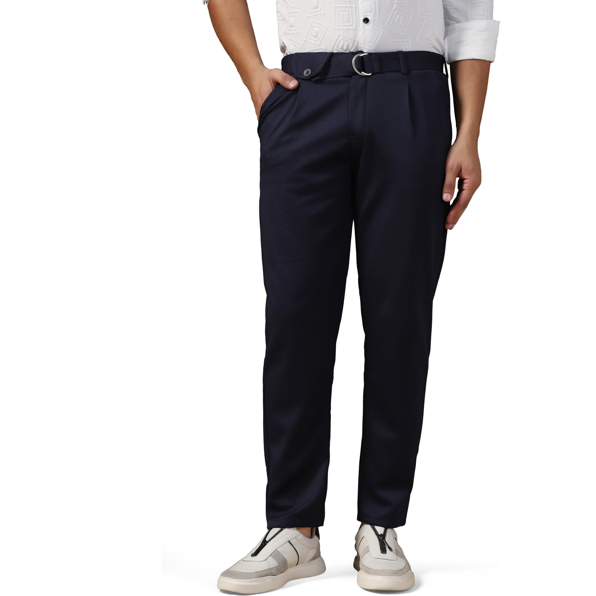 Toplot Men's Regular Casual Pants (Belt-Trouser-5173-Navy-34)
