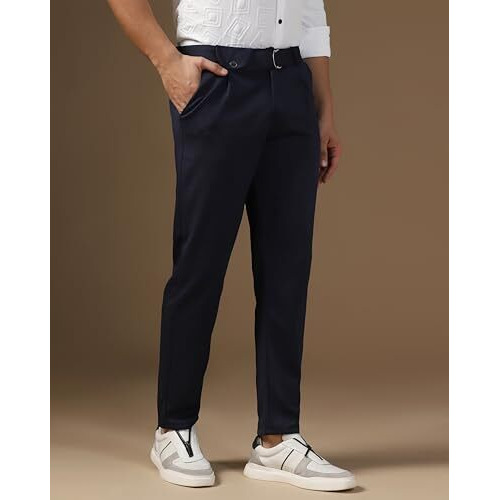 Toplot Men's Regular Casual Pants (Belt-Trouser-5173-Navy-34)