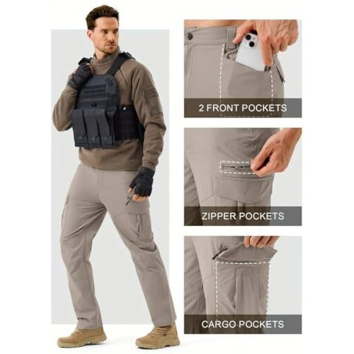 Toplot Men's Functional Straight-Fit Cargo Pants (Men-Zip-Cargo-5216-Dolphin-32)