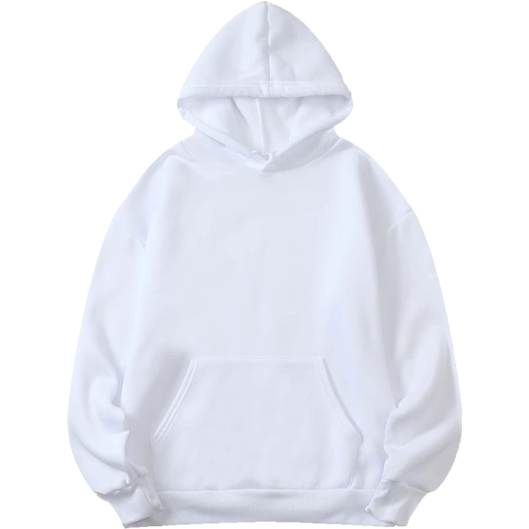 Toplot Men's Causal Solid Woolen Blend Hoodie With Hooded Neck (Mens-Hoodie-5047-White-L)