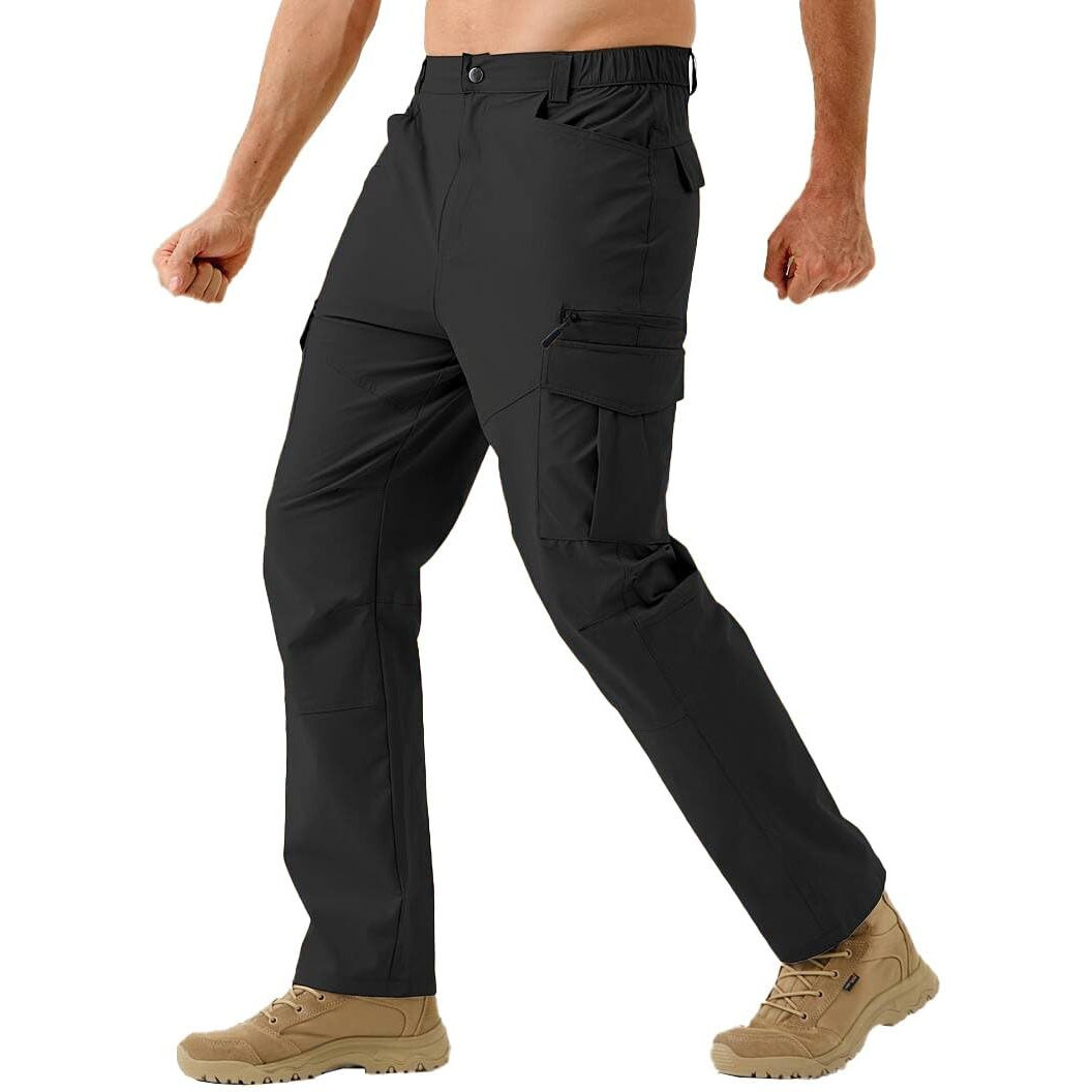 Toplot Men's Functional Straight-Fit Cargo Pants (Men-Zip-Cargo-5216-Black-34)