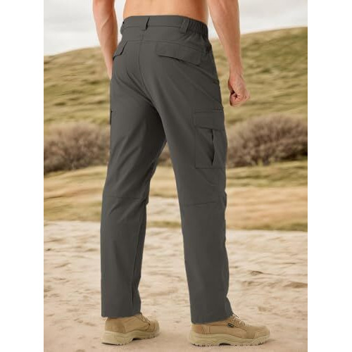 Toplot Men's Functional Straight-Fit Cargo Pants (Men-Zip-Cargo-5216-Dark Grey-34)