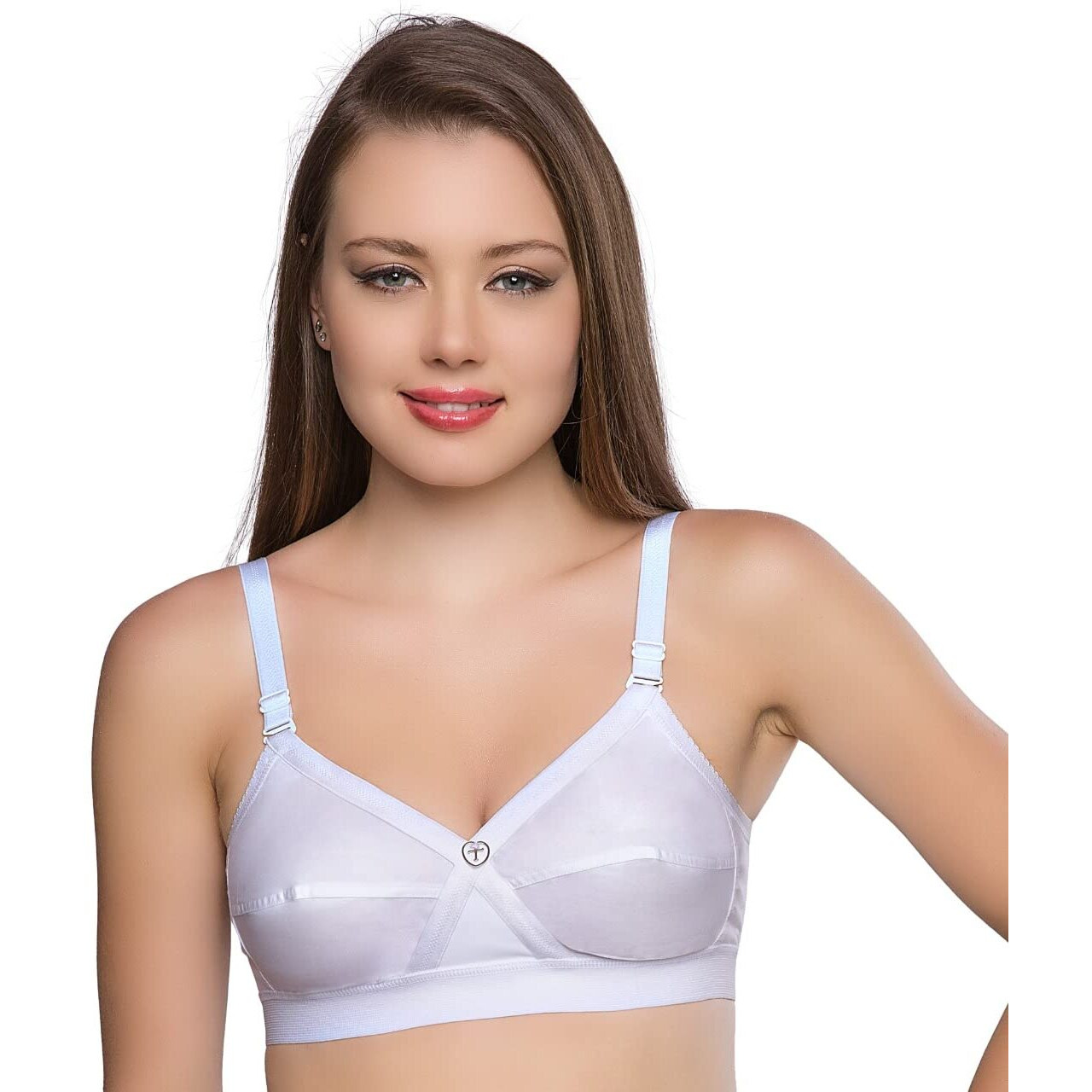Trylo Women's Cotton T-Shirt Bra Women's Non-Wired Bra (Krutika-102_White_38D)
