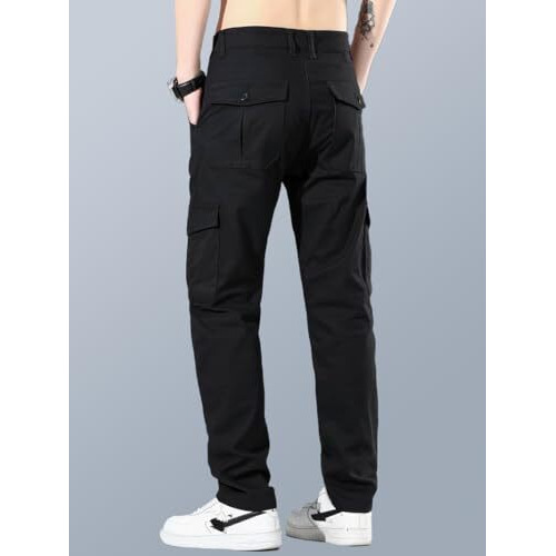 Toplot Men's Cotton Cargo Pants || Cargo For Men || Straight-Leg Cargo For Men || Men Cargo Pant (Men-Cargo-5212-Black-34)