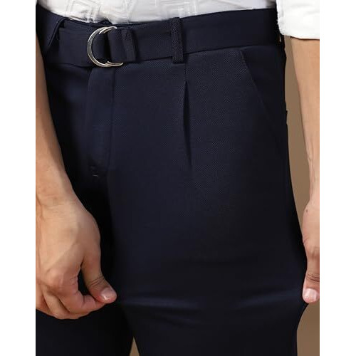 Toplot Men's Regular Casual Pants (Belt-Trouser-5173-Navy-38)