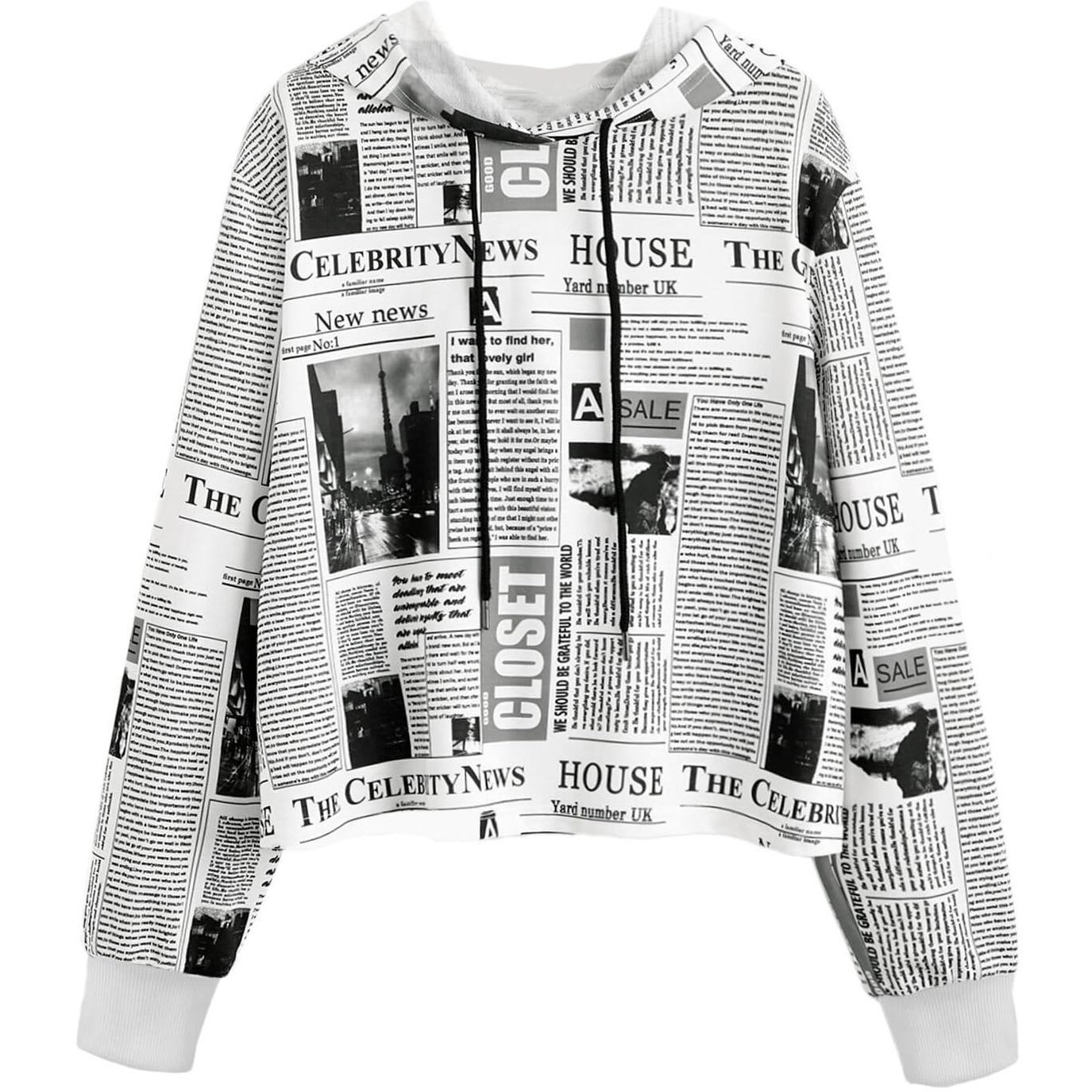 Toplot Women's Wool Blend Printed Hoodie With Hooded Neck & Full Sleeve (Hoodie-5132-News-M)