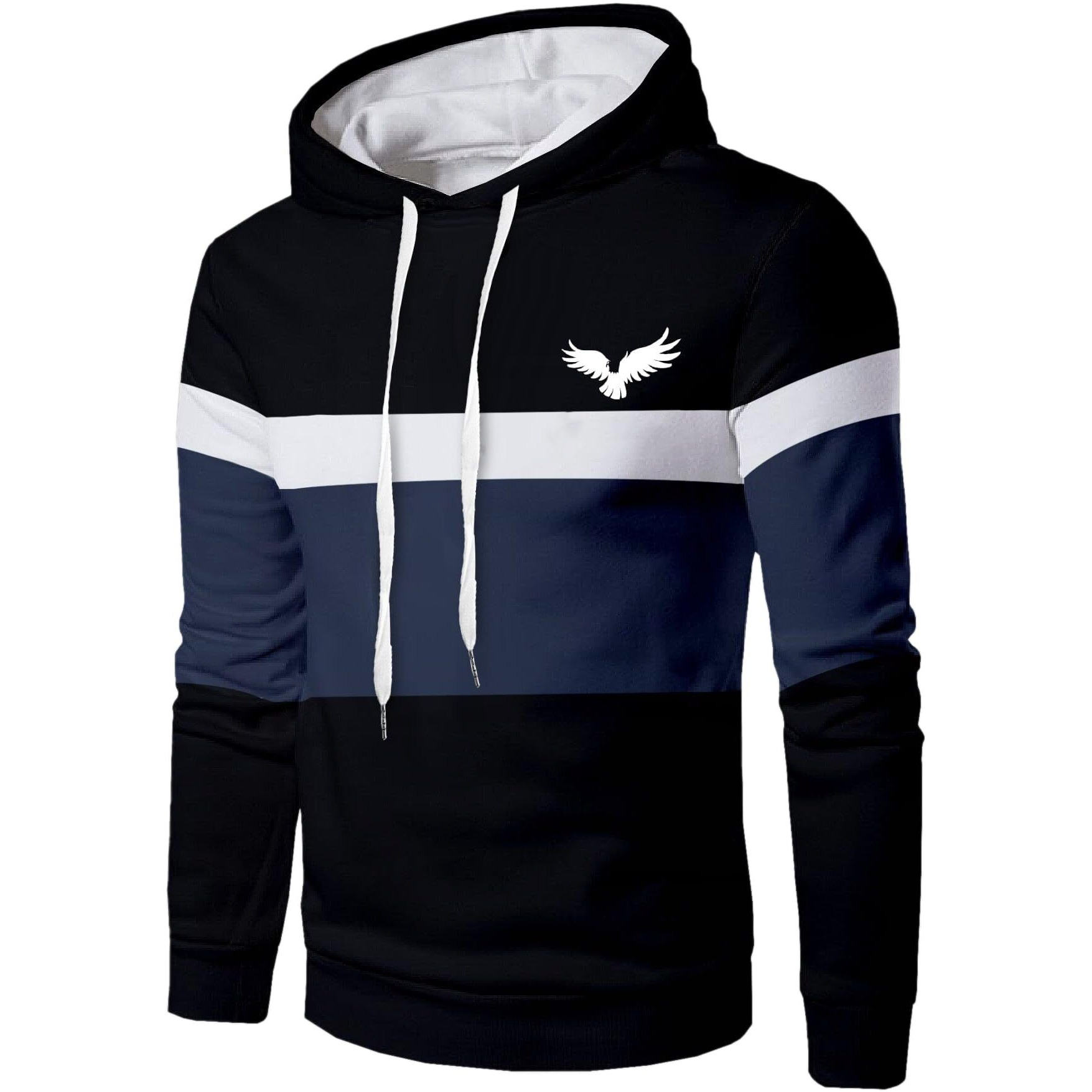 Toplot Men's Woolen Blend Hoodie With Hooded Neck (Pata-Hoodie-5145-Navy-L) Blue