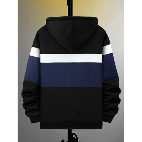 Toplot Men's Woolen Blend Hoodie With Hooded Neck (Pata-Hoodie-5145-Navy-L) Blue