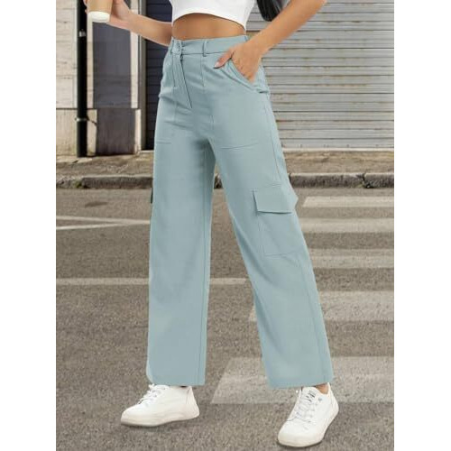 Toplot Cotton Multi-Pocket Cargo Pant For Women (Straight-Cargo-5191-Silver-30)