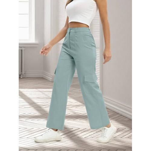 Toplot Cotton Multi-Pocket Cargo Pant For Women (Straight-Cargo-5191-Silver-30)