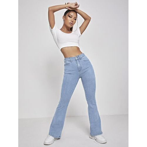 Toplot High Waist Flare Leg Jeans (Jeans-5155-Sky-34)