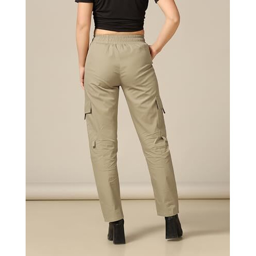 Toplot Cotton Multi-Pocket Cargo Pant For Women (Women-Up-Cargo-5178-Gold-38) Brown