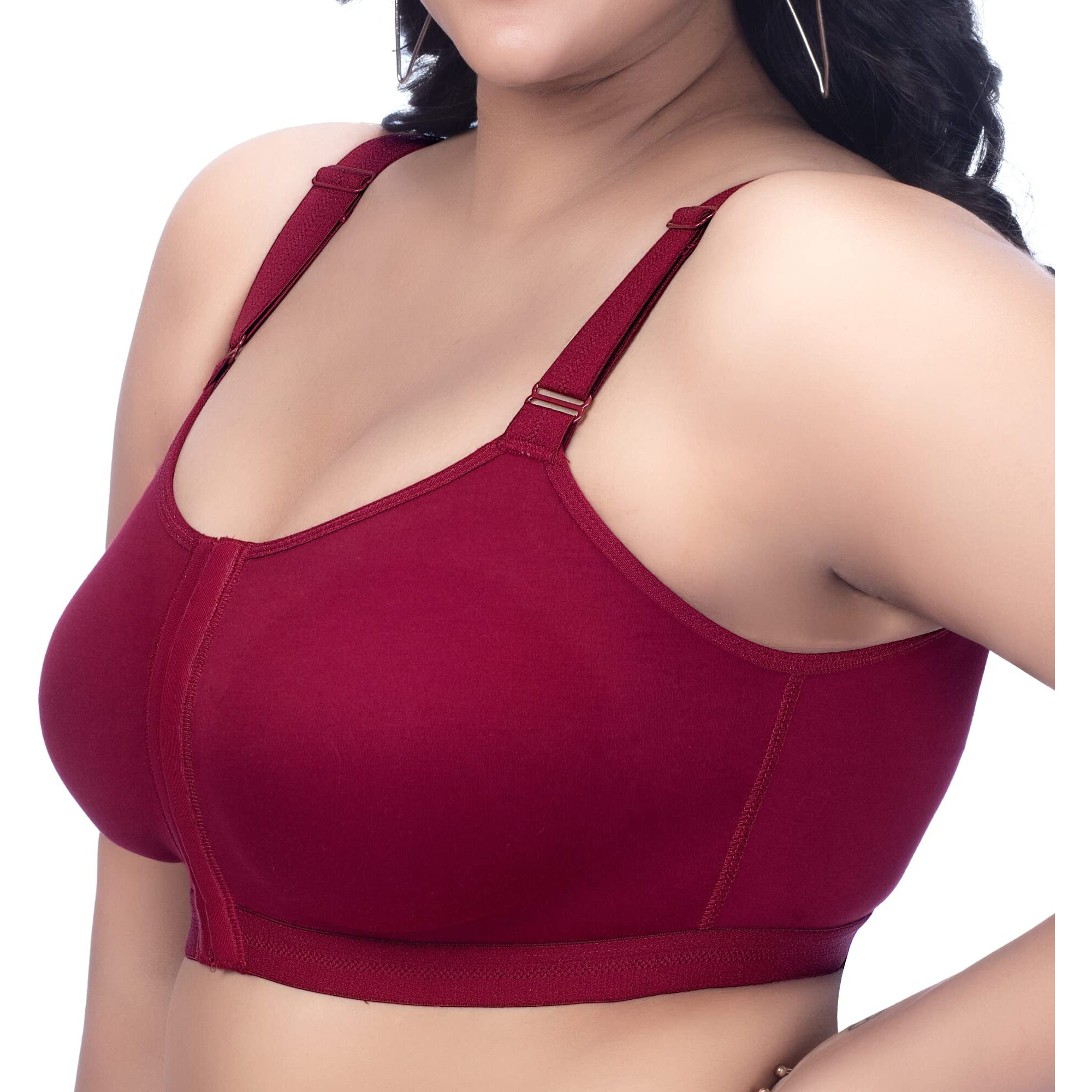 Trylo Front Open-Burgandy-36-E-Cup