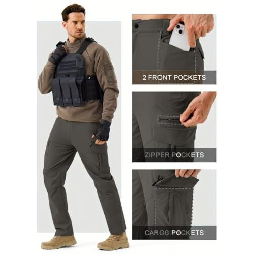 Toplot Men's Functional Straight-Fit Cargo Pants (Men-Zip-Cargo-5216-Dark Grey-36)