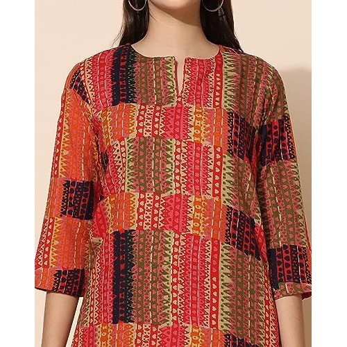 Toplot Co-Ord Set For Women Printed Straight Kurta With Pant (Simple-Pair-5141-Pink-M)