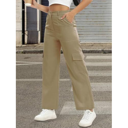 Toplot Cotton Multi-Pocket Cargo Pant For Women (Straight-Cargo-5191-Gold-36) Brown